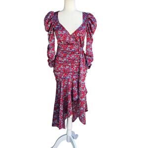 FOR LOVE & LEMONS Charlie Midi Dress in Blossom Size XS